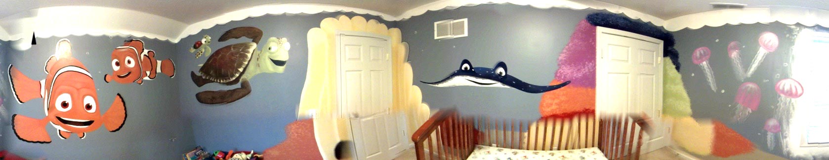 Eli's Nemo painted mural room.