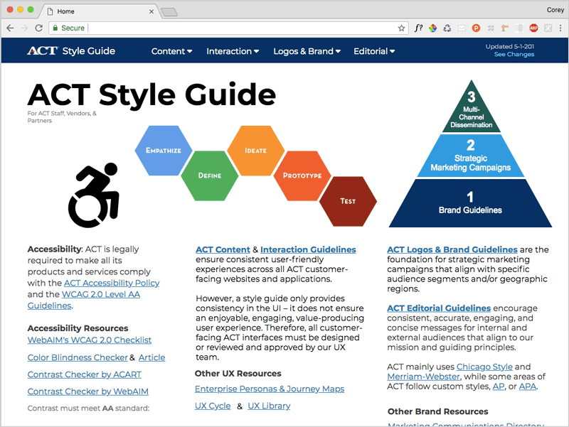 Screen recording of the ACT Style Guide.