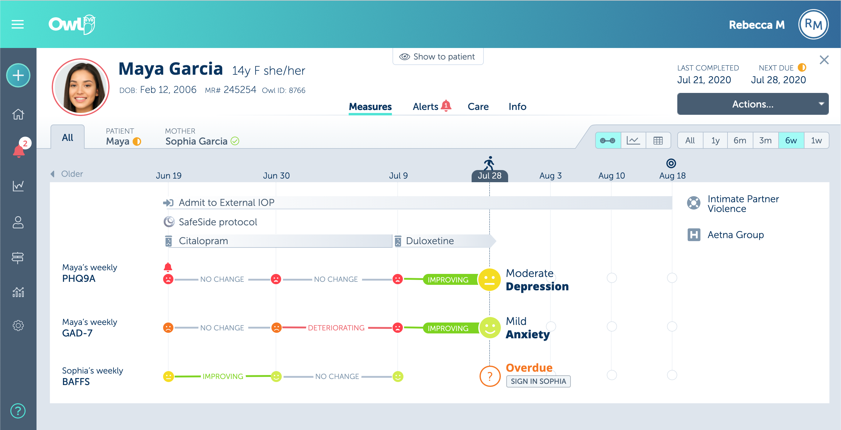 Concept design for an improved clinician-facing patient chart.