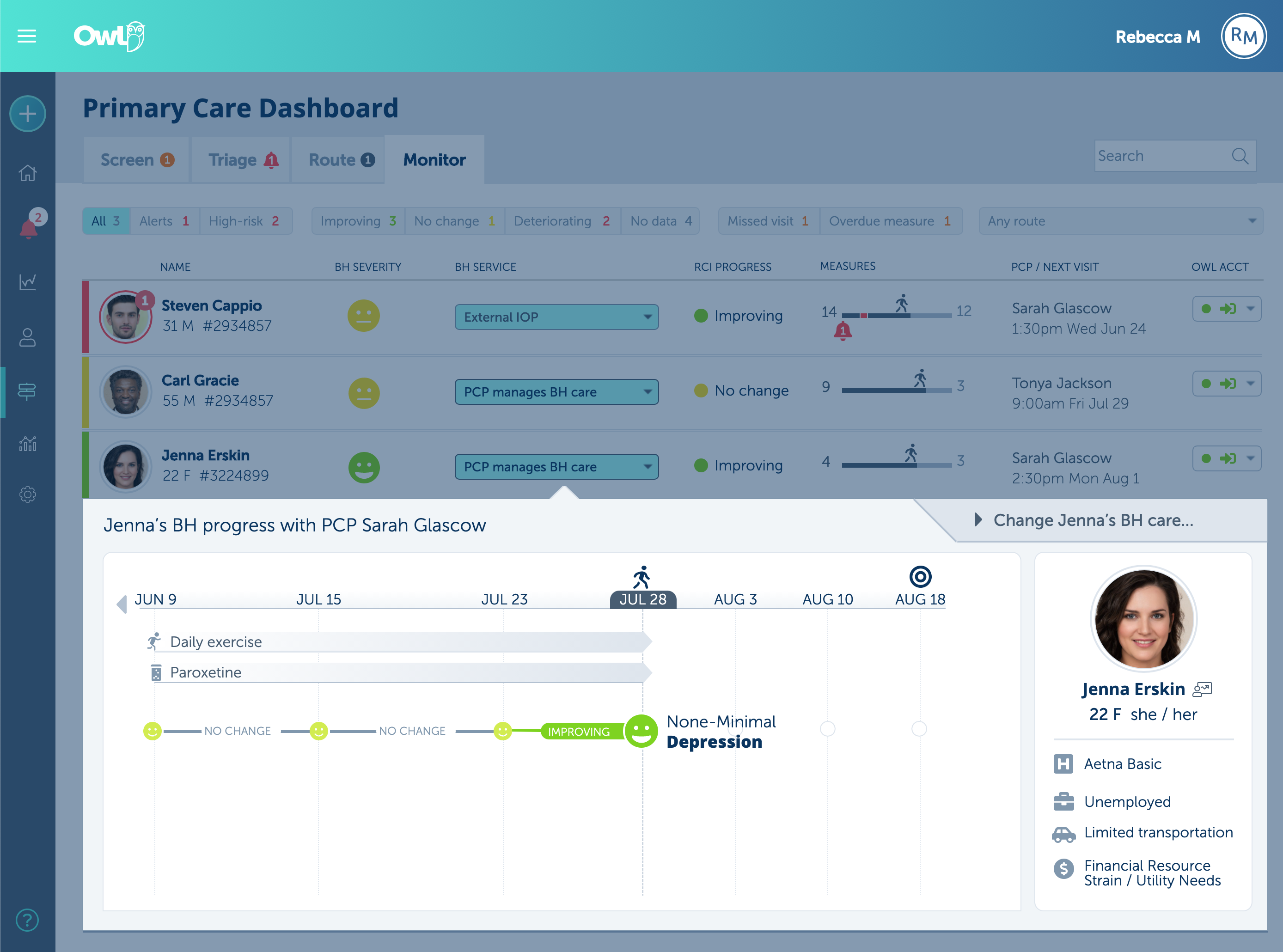 Concept design for a patient monitoring detail overlay.