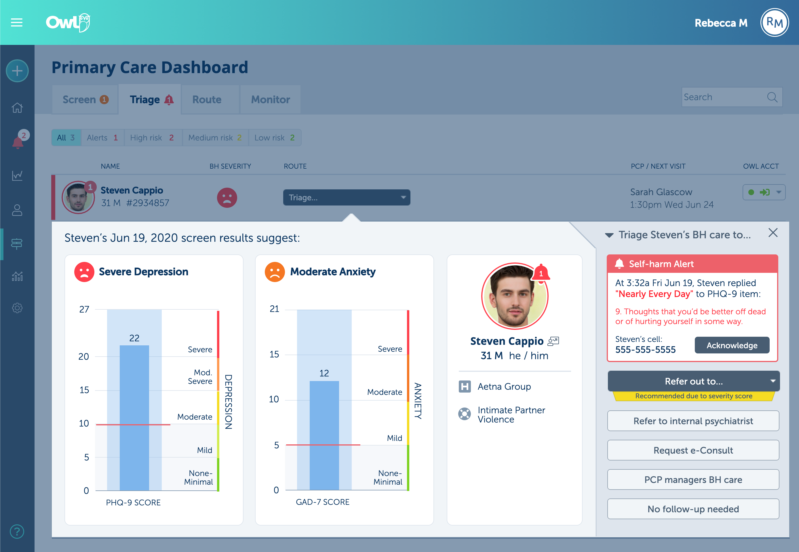 Concept design for a patient triage detail overlay.