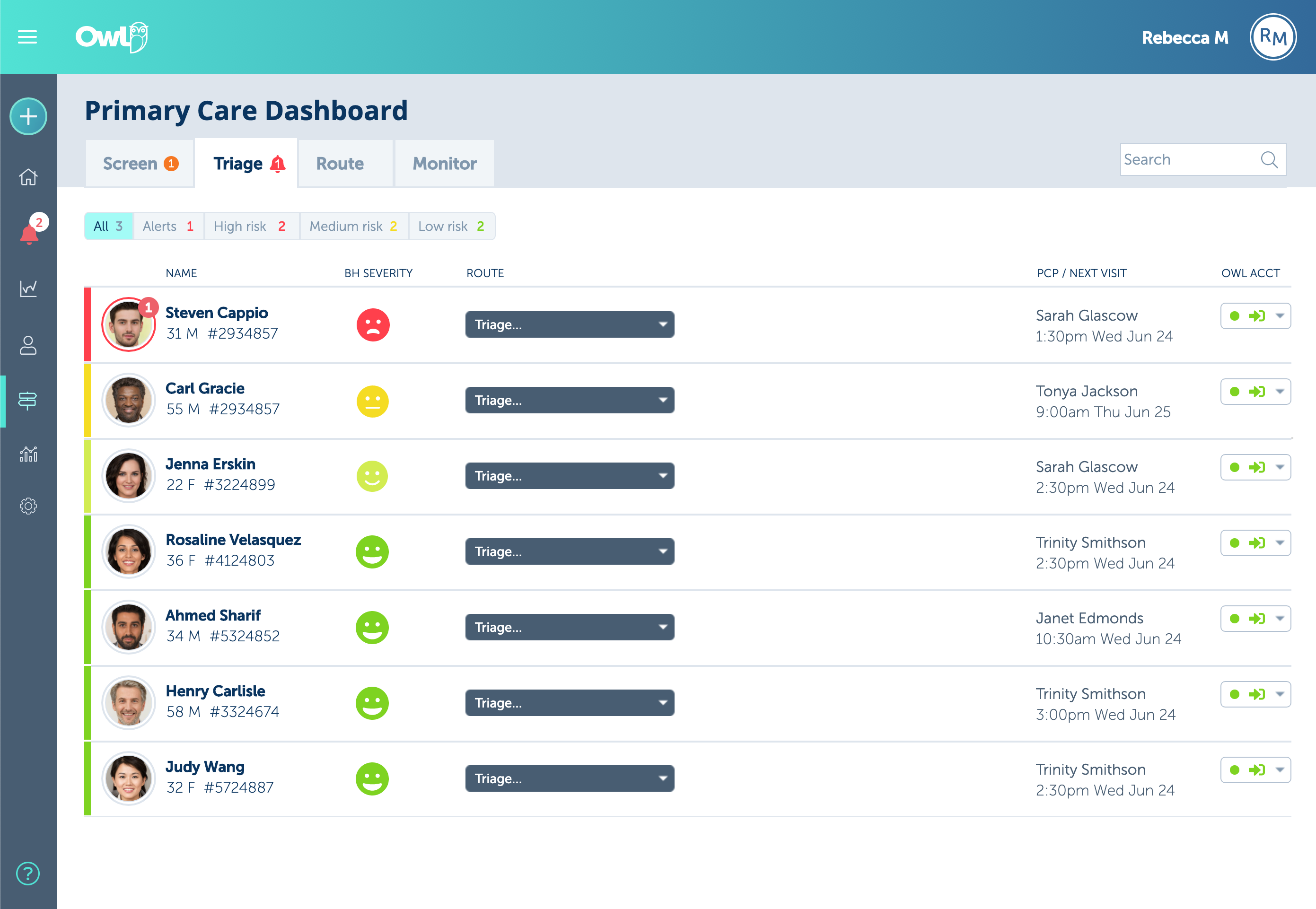 Concept design for a patient triage interface.