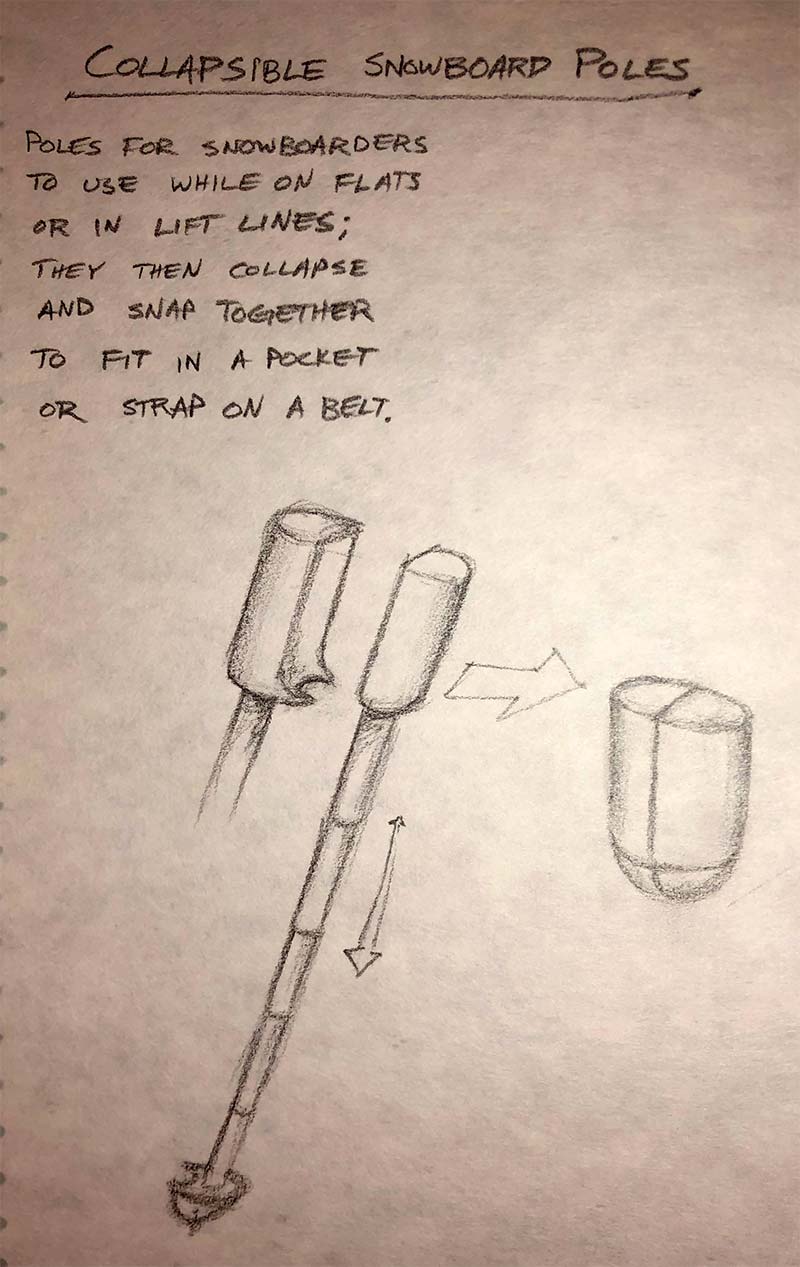 Sketch of collapsible snowboard poles.